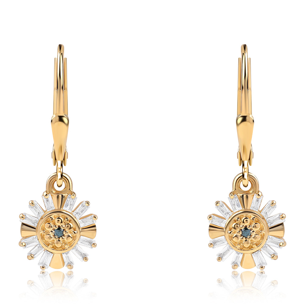 Goldplattierte Silberohrringe mit blauem Diamant und weißem Topas 2 