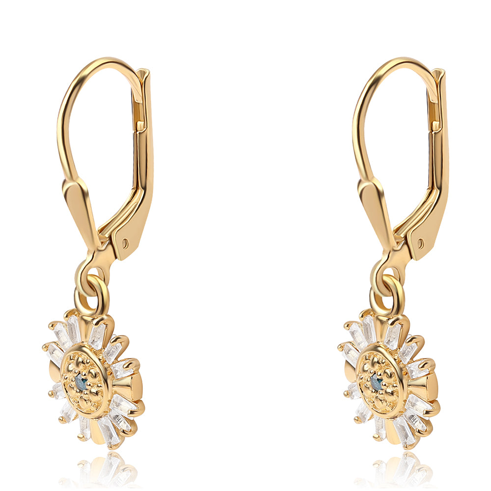 Goldplattierte Silberohrringe mit blauem Diamant und weißem Topas 1 