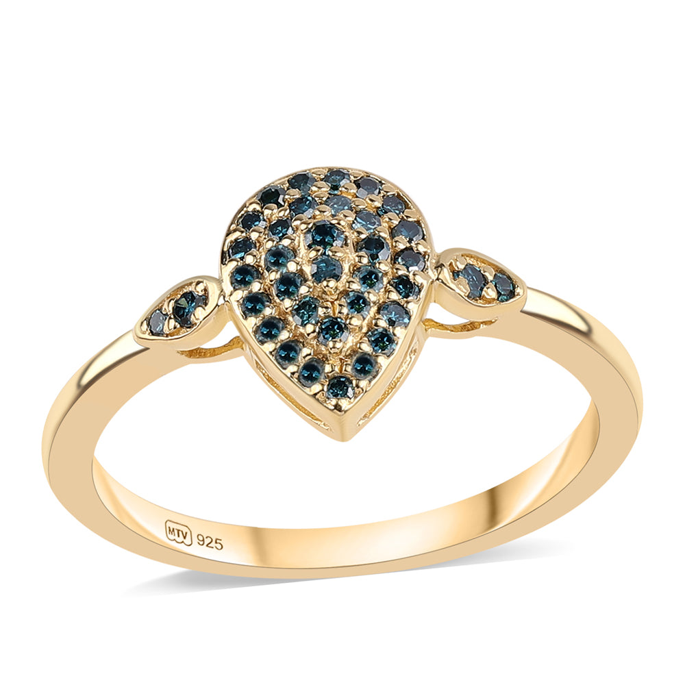 Goldplattierter Silberring mit blauem Diamant 1 