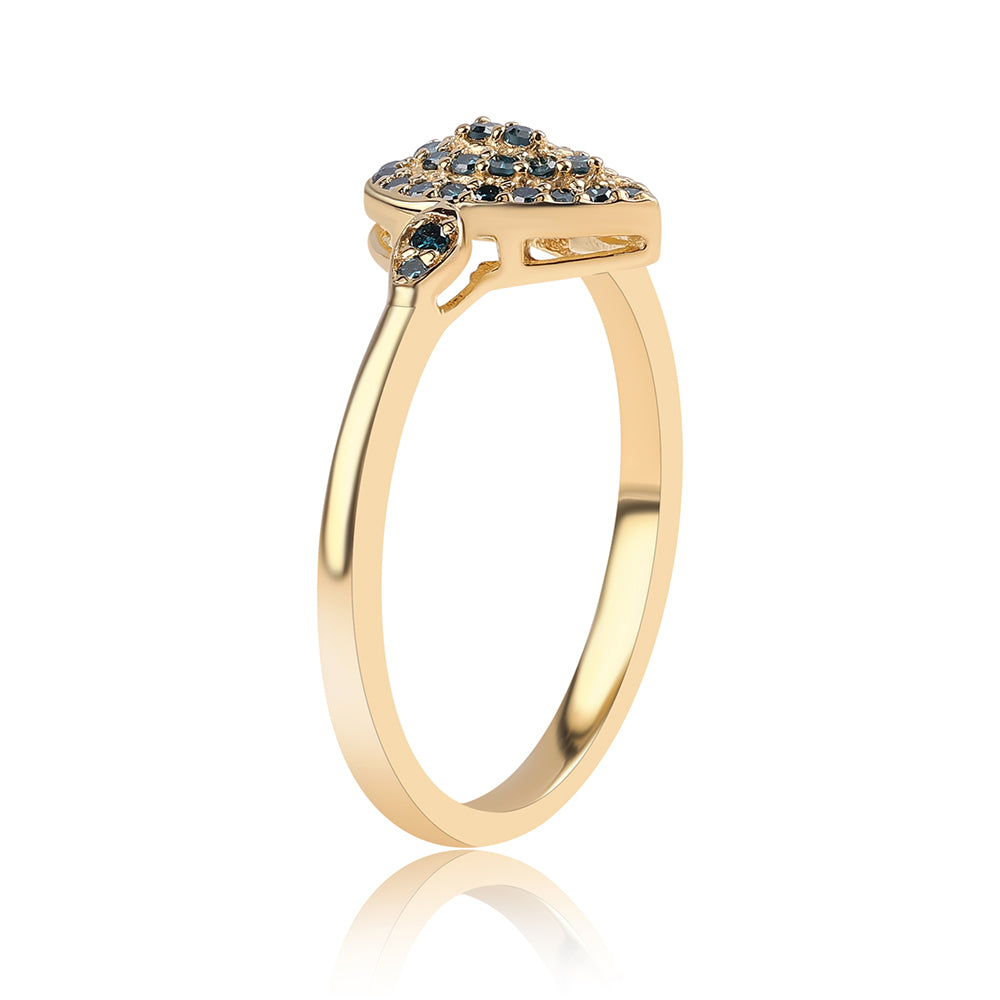 Goldplattierter Silberring mit blauem Diamant