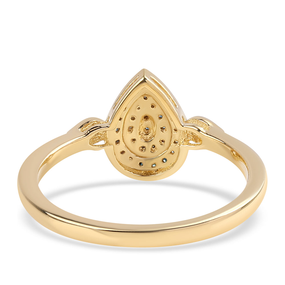 Goldplattierter Silberring mit blauem Diamant