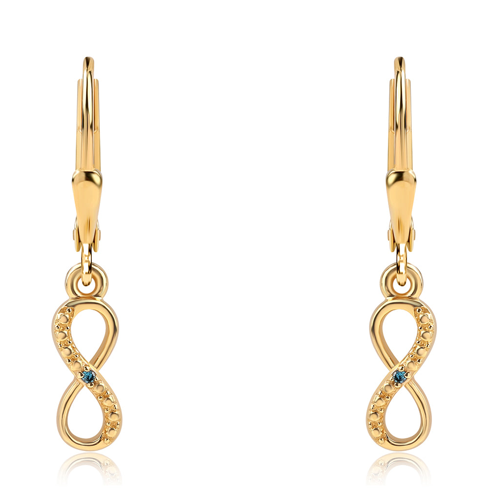 Goldplattierte Silberohrringe mit blauem Diamant 2 