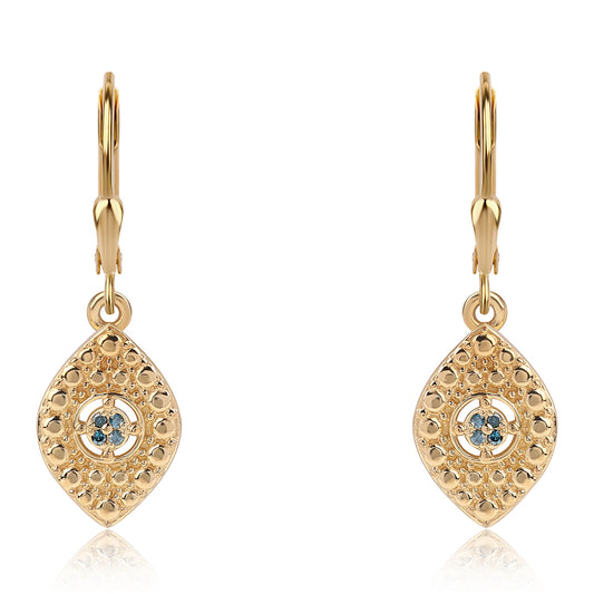 Goldplattierte Silberohrringe mit blauem Diamant