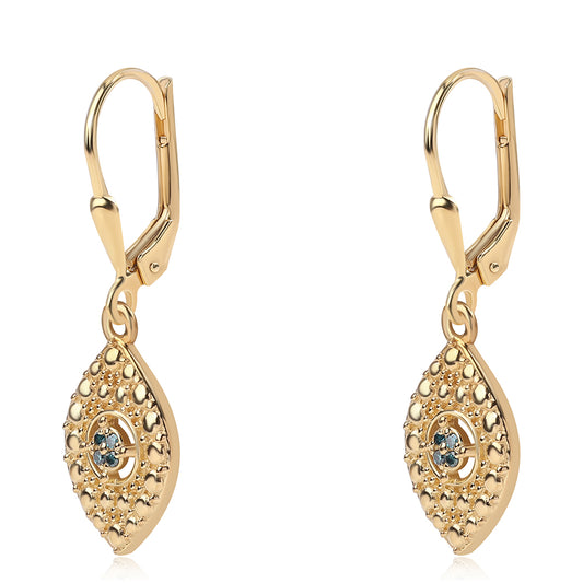 Goldplattierte Silberohrringe mit blauem Diamant
