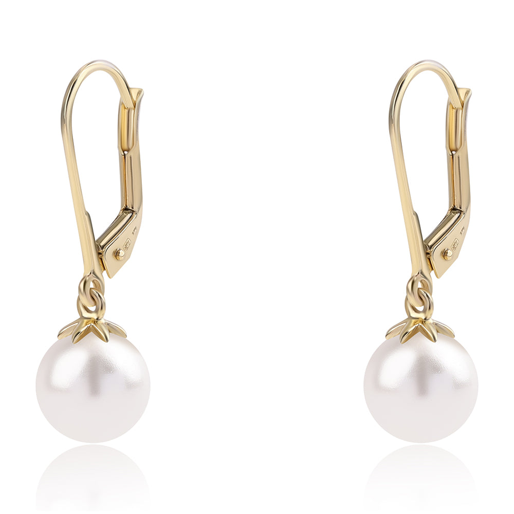 Goldohrringe mit weißer Süßwasserperle 1 