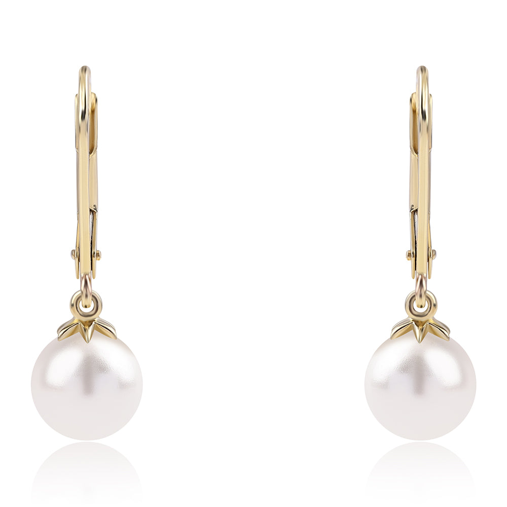 Goldohrringe mit weißer Süßwasserperle