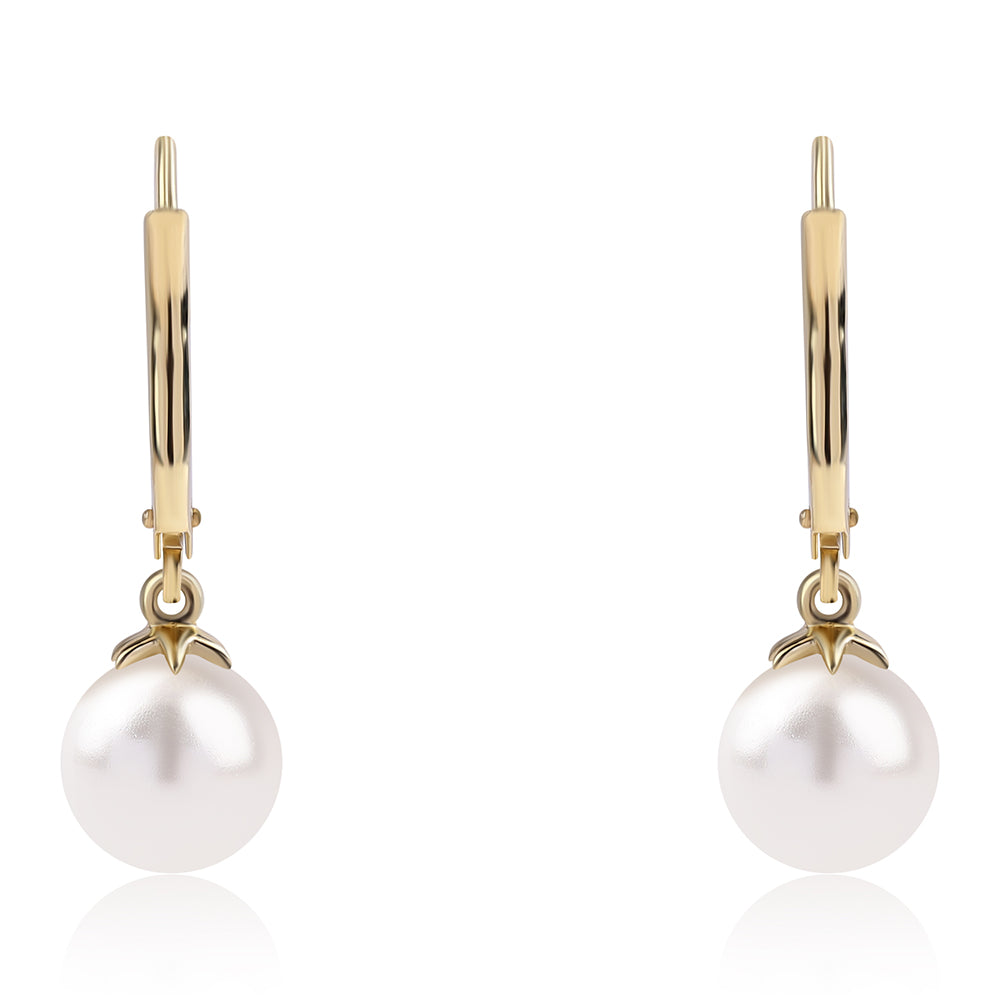 Goldohrringe mit weißer Süßwasserperle 3 