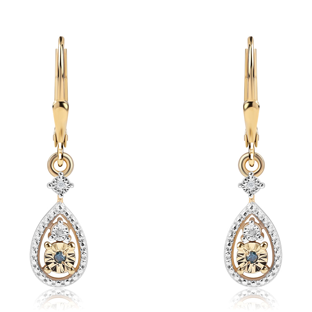 Goldplattierte Silberohrringe mit blauem Diamant und weißem Diamant 1 