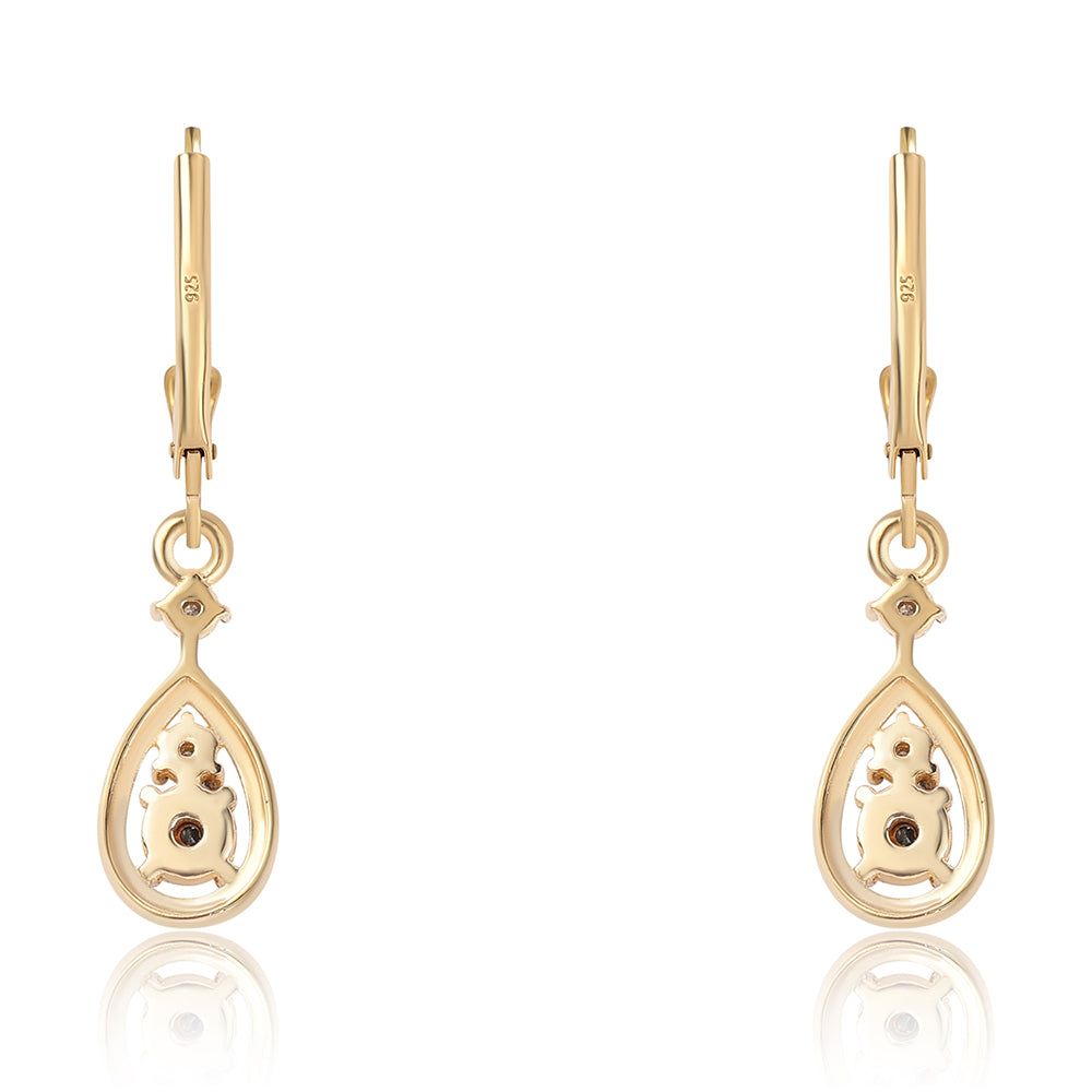 Goldplattierte Silberohrringe mit blauem Diamant und weißem Diamant 3 