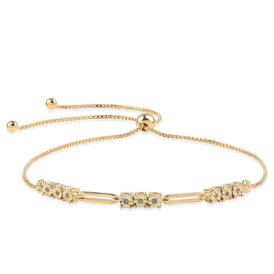 Goldplattiertes Silberarmband mit blauem Diamant
