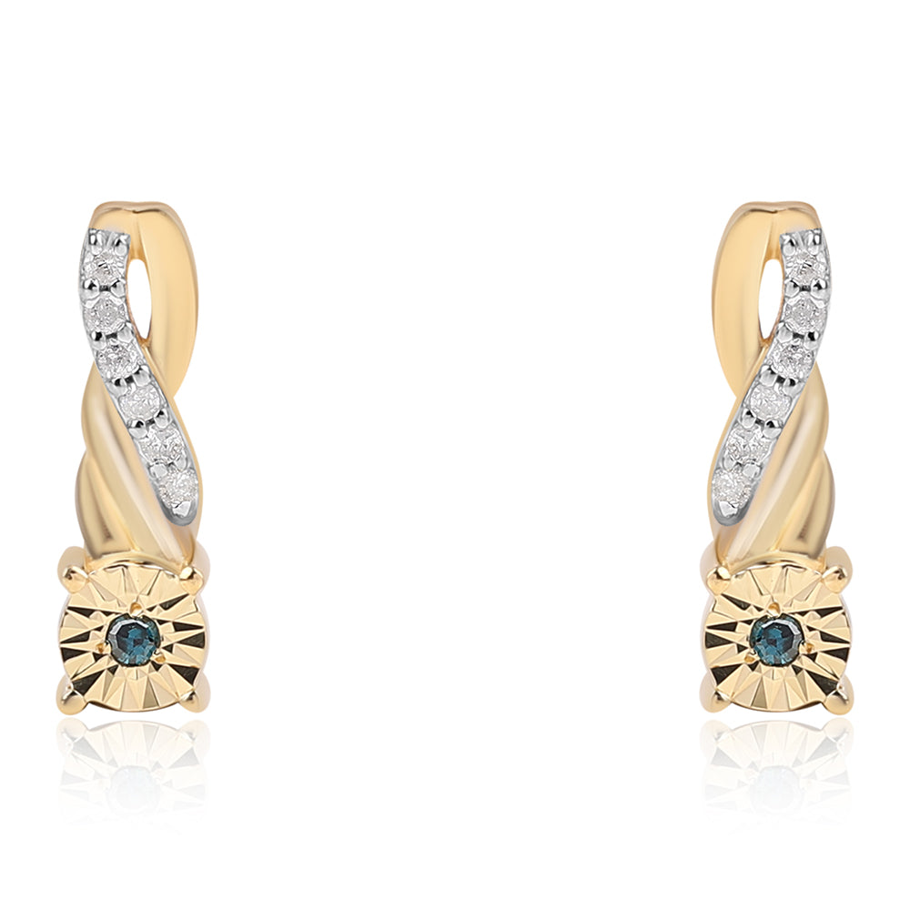 Goldplattierte Silberohrringe mit blauem Diamant und weißem Diamant 1 