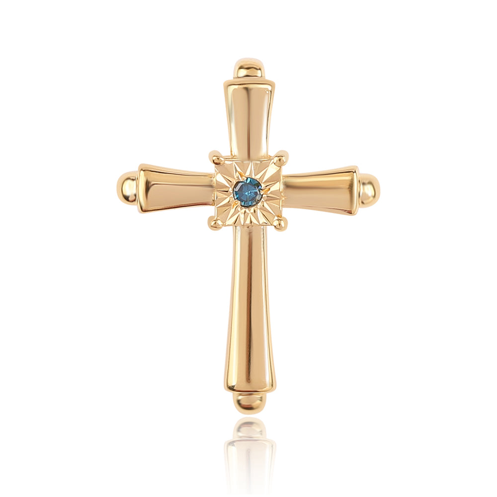 Goldplattierter Silberanhänger mit blauem Diamant 1 