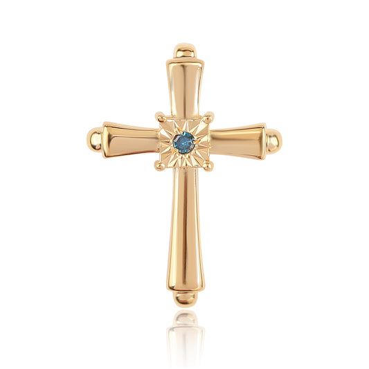 Goldplattierter Silberanhänger mit blauem Diamant