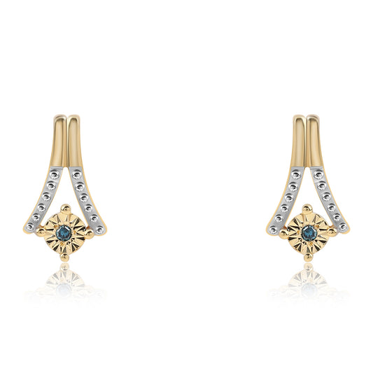 Goldplattierte Silberohrringe mit blauem Diamant