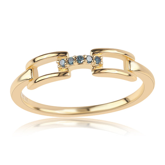 Goldplattierter Silberring mit blauem Diamant