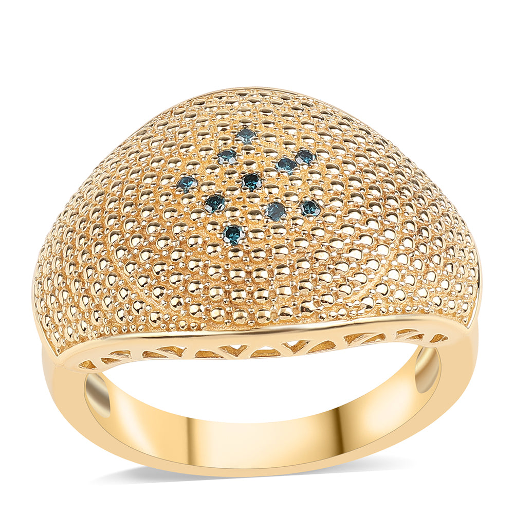 Goldplattierter Silberring mit blauem Diamant 1 