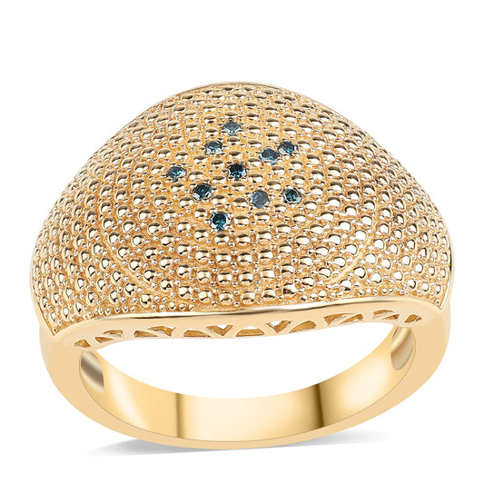 Goldplattierter Silberring mit blauem Diamant