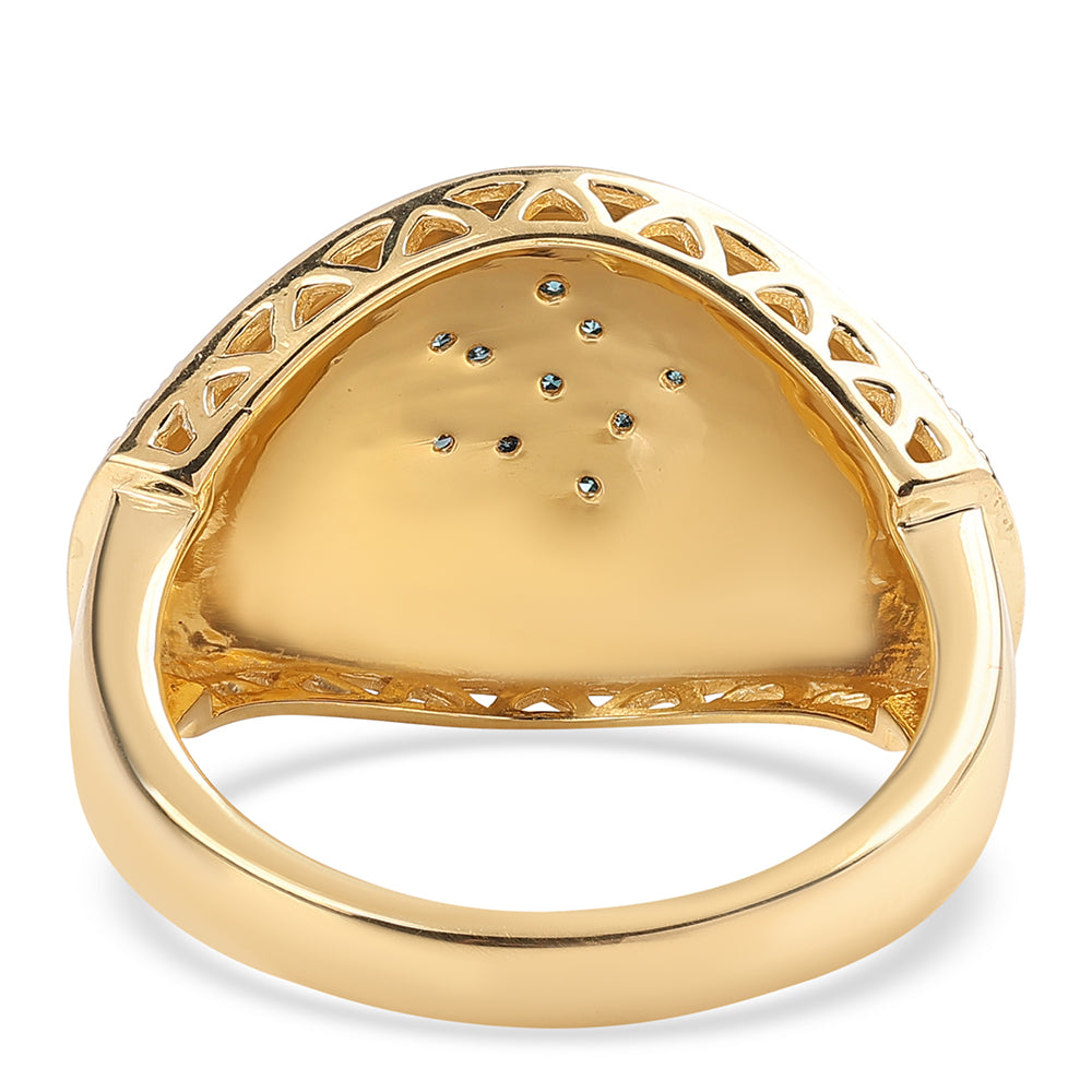Goldplattierter Silberring mit blauem Diamant 2 