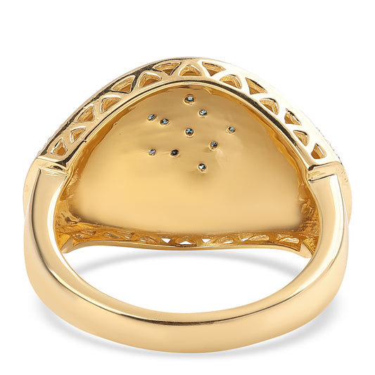 Goldplattierter Silberring mit blauem Diamant