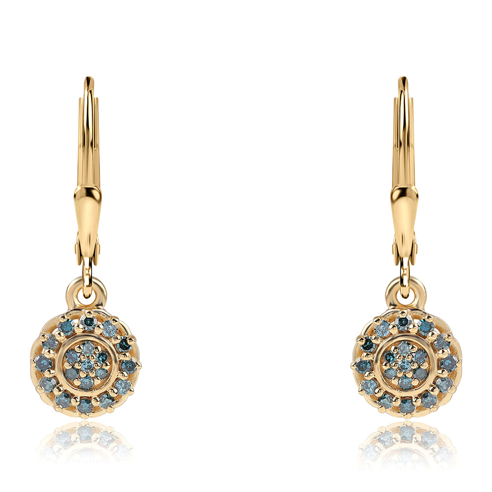 Goldplattierte Silberohrringe mit blauem Diamant 2 