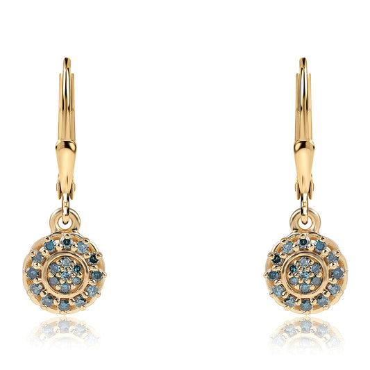Goldplattierte Silberohrringe mit blauem Diamant