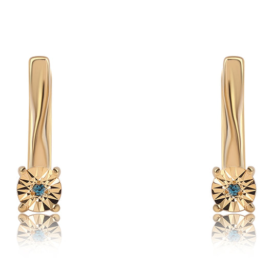 Goldplattierte Silberohrringe mit blauem Diamant