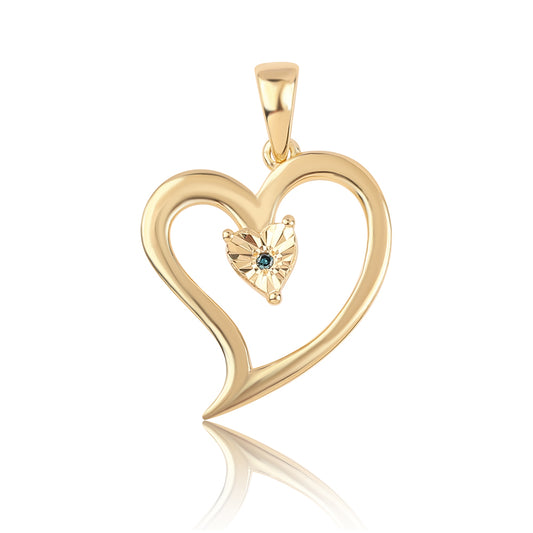 Goldplattierter Silberanhänger mit blauem Diamant