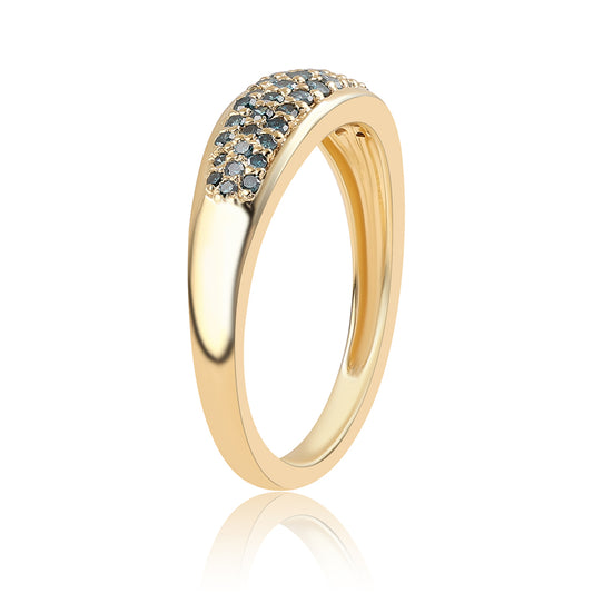 Goldplattierter Silberring mit blauem Diamant