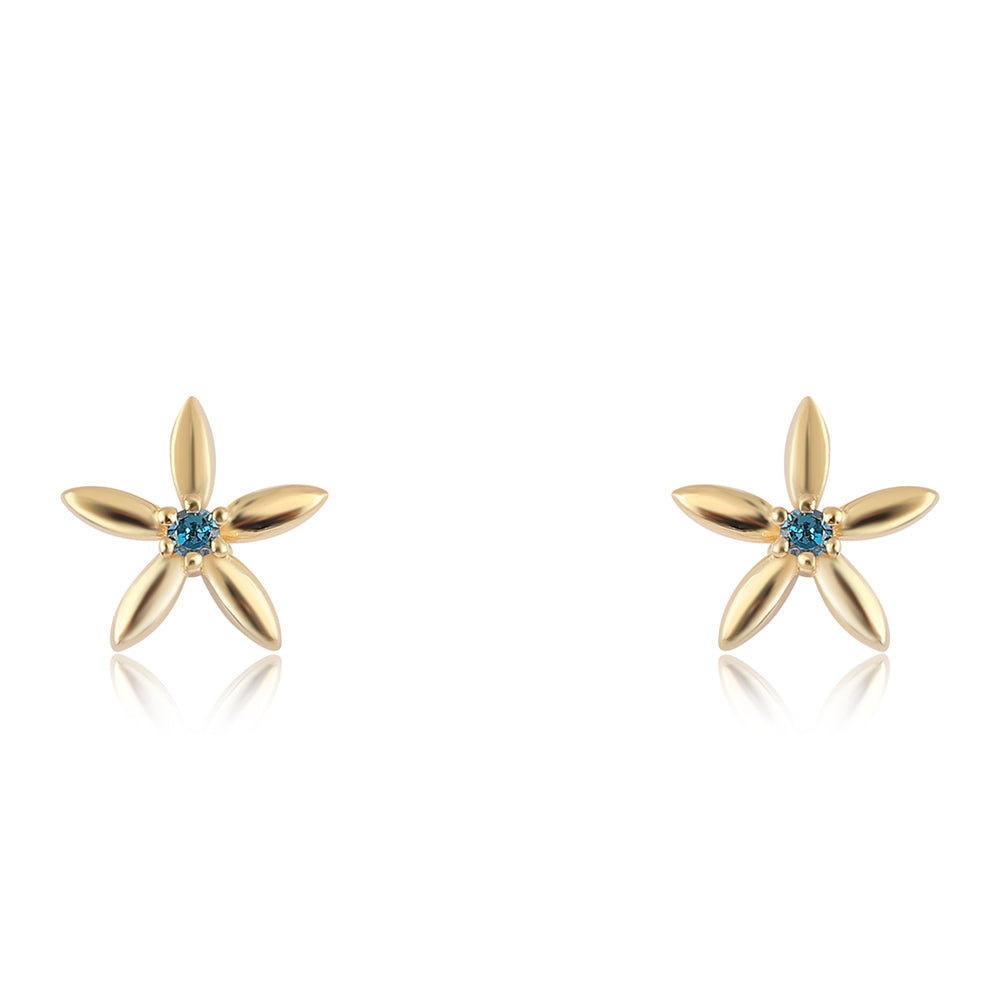 Goldplattierte Silberohrringe mit blauem Diamant 1 