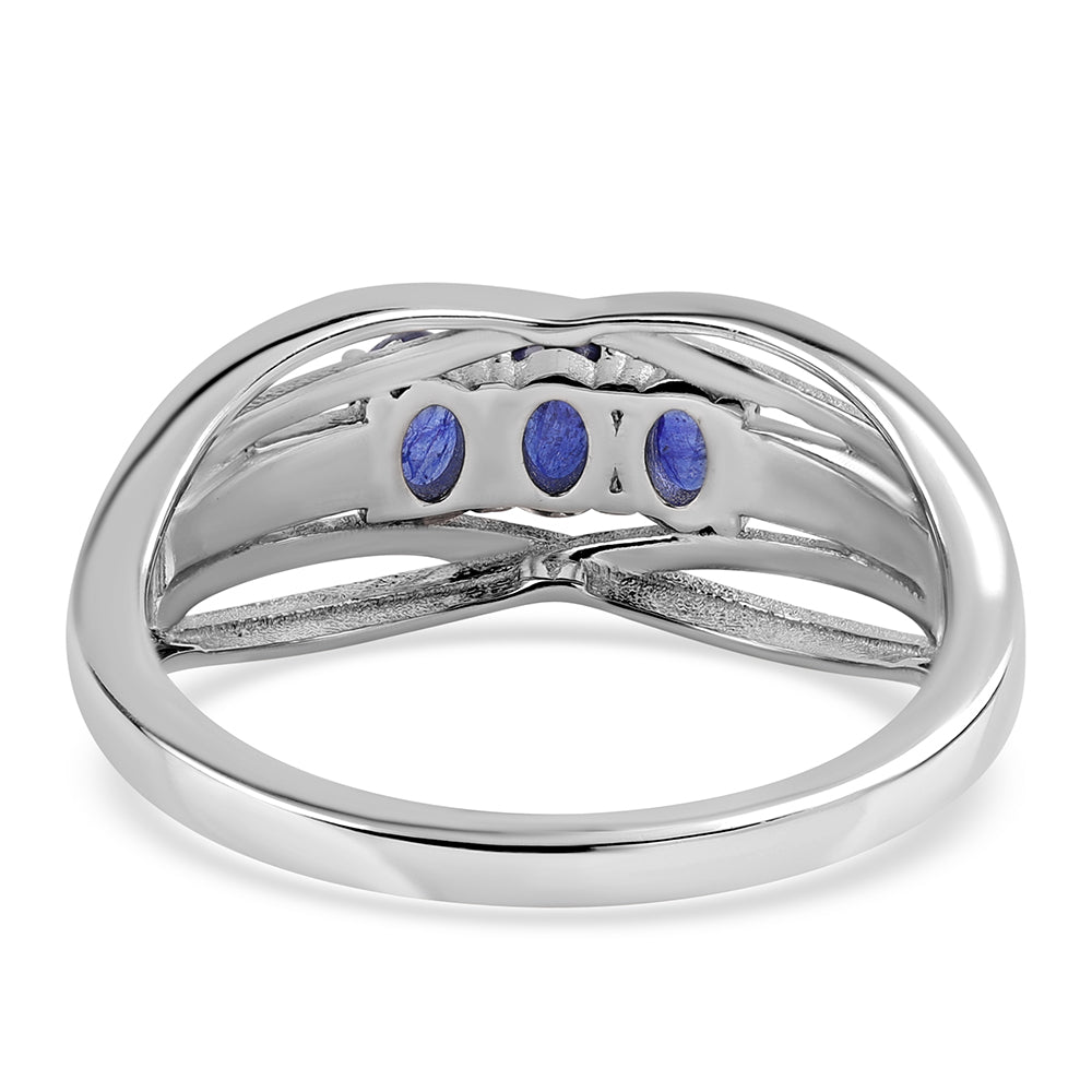 Silberring mit australischem blauem Saphir 3 