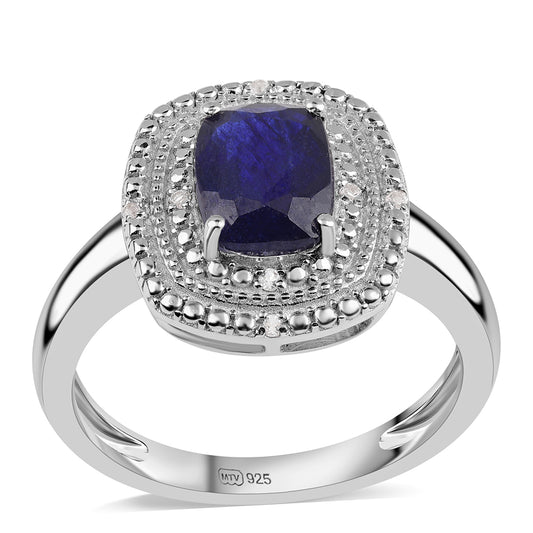 Silberring mit australischem blauem Saphir und weißem Topas