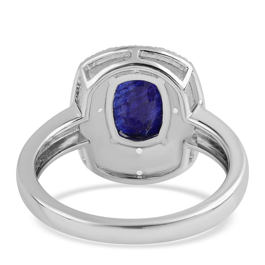 Silberring mit australischem blauem Saphir und weißem Topas