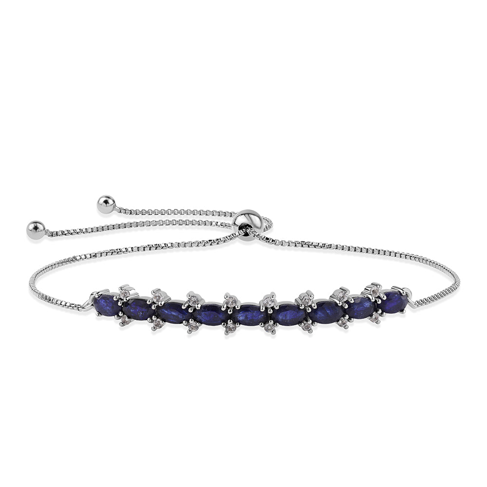 Silberarmband mit australischem blauem Saphir und weißem Topas 1 