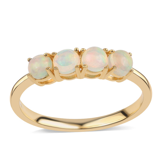 Goldplattierter Silberring mit äthiopischem Opal aus Lega Dembi