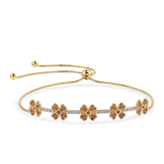 Goldplattiertes Silberarmband mit rotem Diamant