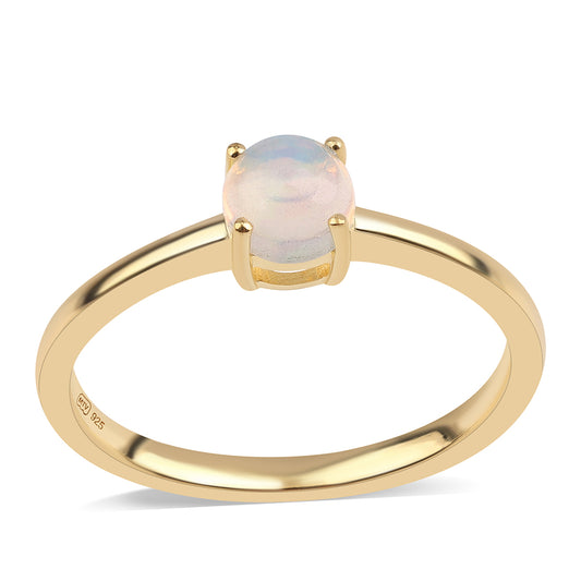 Goldplattierter Silberring mit äthiopischem Opal aus Lega Dembi