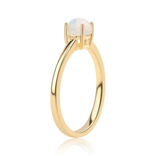Goldplattierter Silberring mit äthiopischem Opal aus Lega Dembi