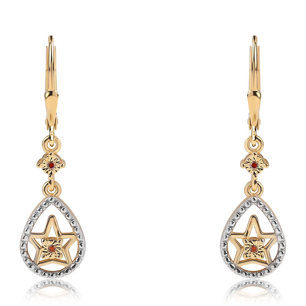 Goldplattierte Silberohrringe mit rotem Diamant 1 
