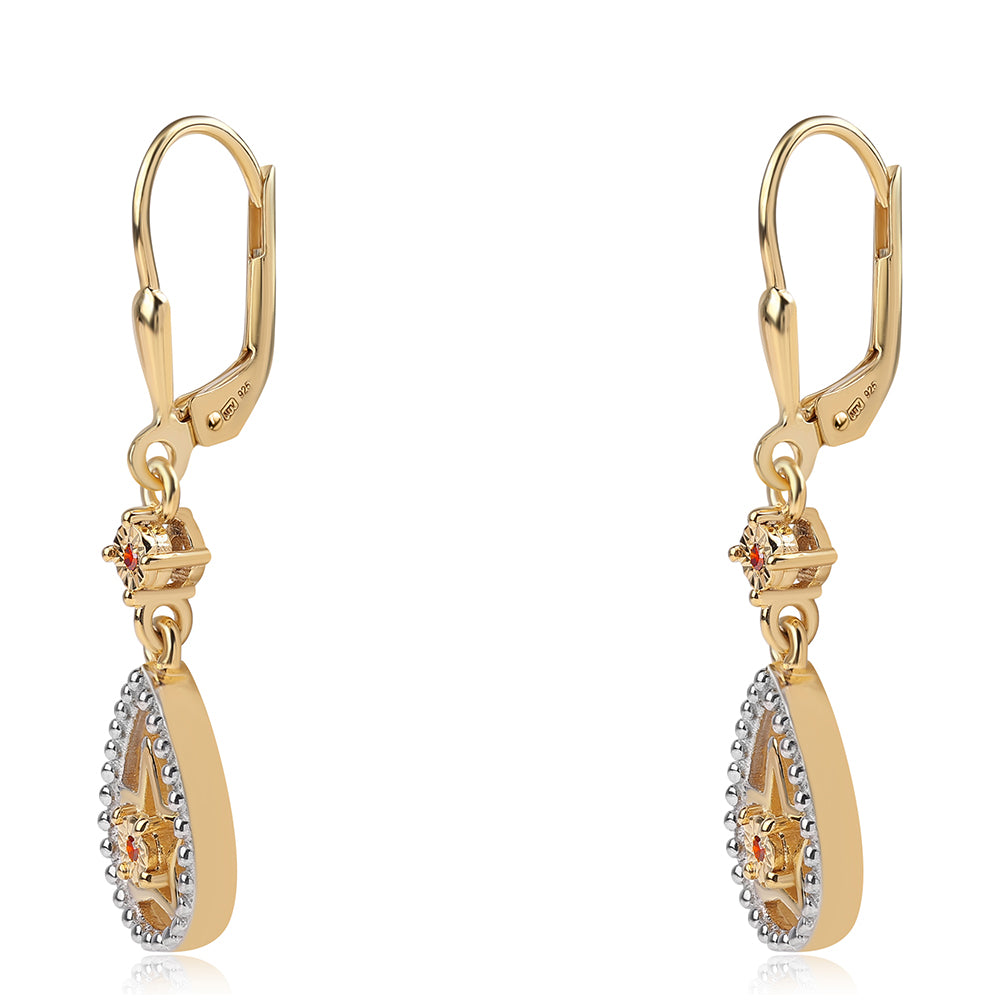 Goldplattierte Silberohrringe mit rotem Diamant 2 