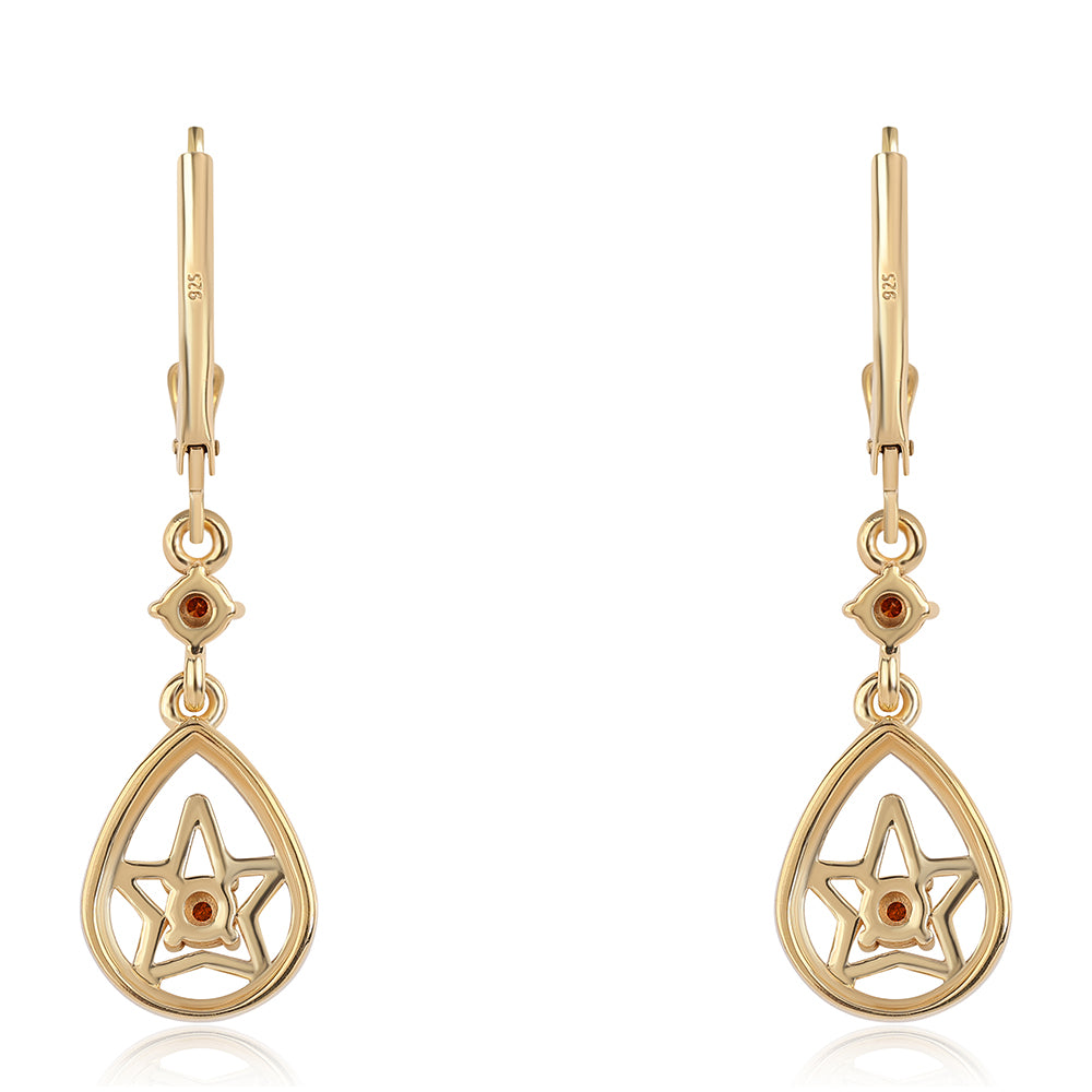 Goldplattierte Silberohrringe mit rotem Diamant 3 