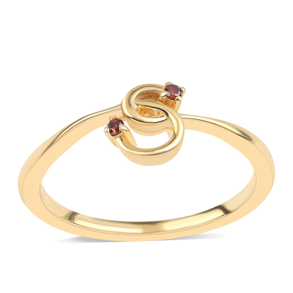 Goldplattierter Silberring mit rotem Diamant 1 