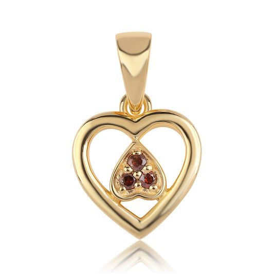 Goldplattierter Silberanhänger mit rotem Diamant