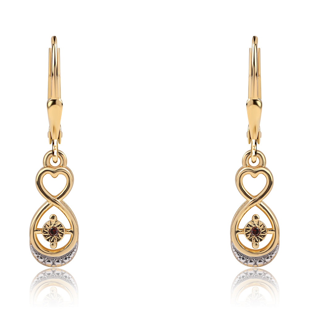 Goldplattierte Silberohrringe mit rotem Diamant 1 