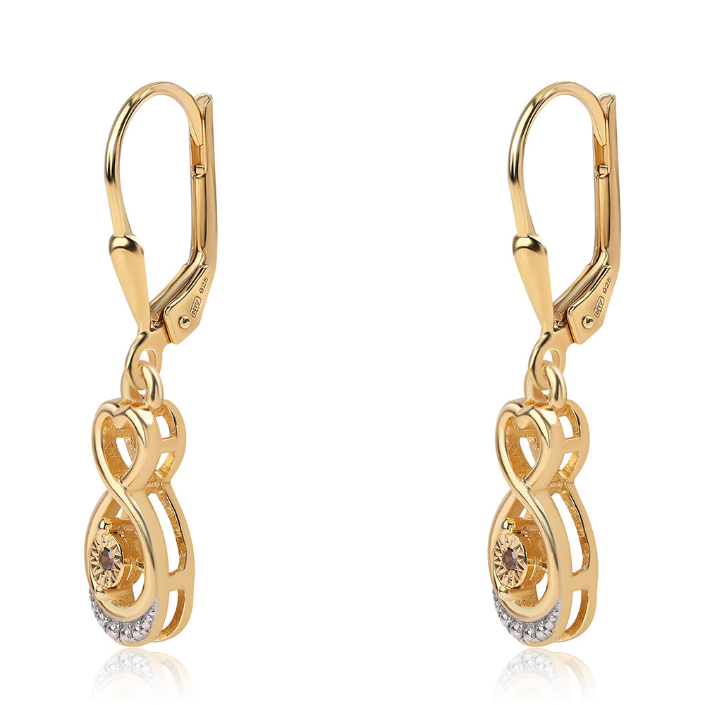 Goldplattierte Silberohrringe mit rotem Diamant 2 