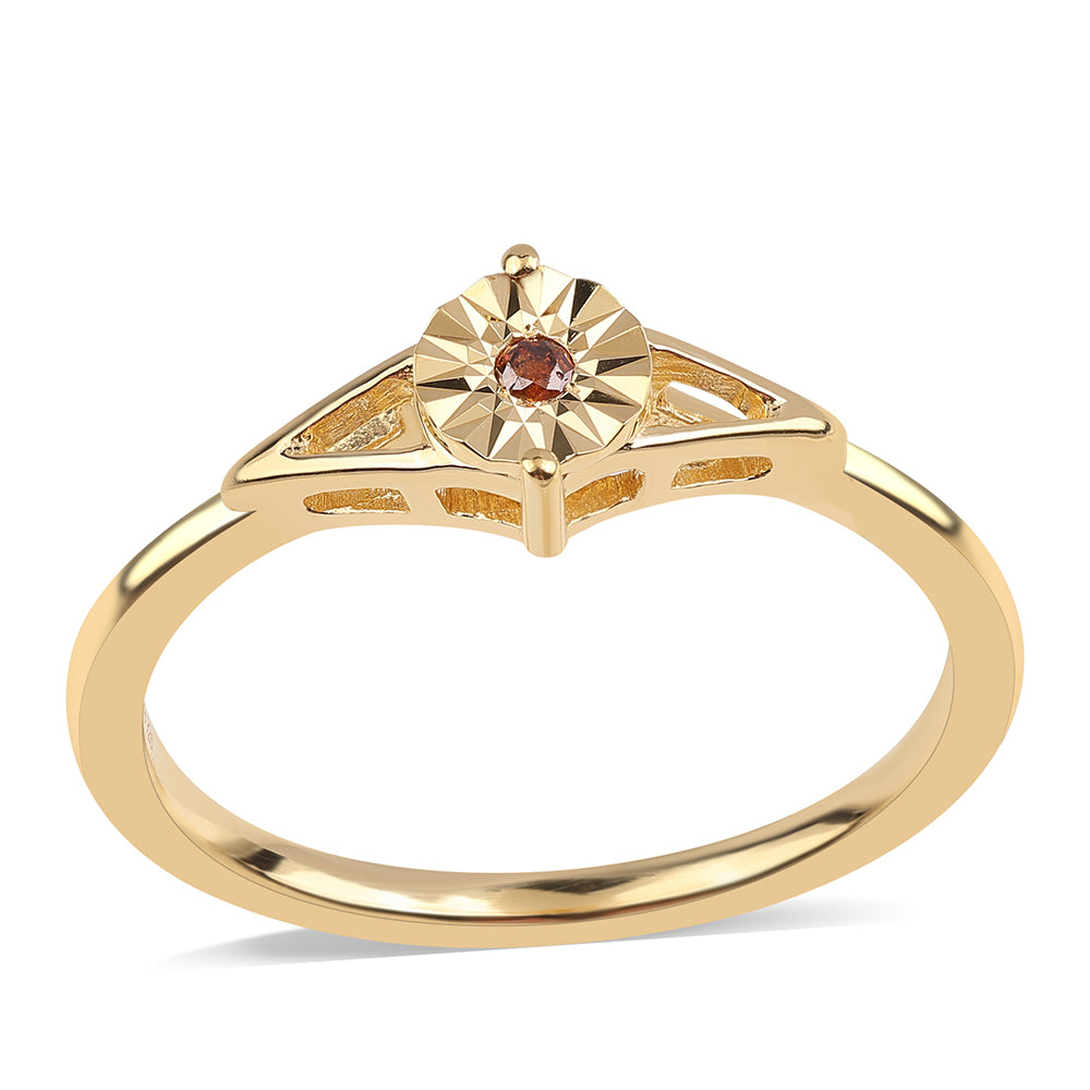 Goldplattierter Silberring mit rotem Diamant 1 