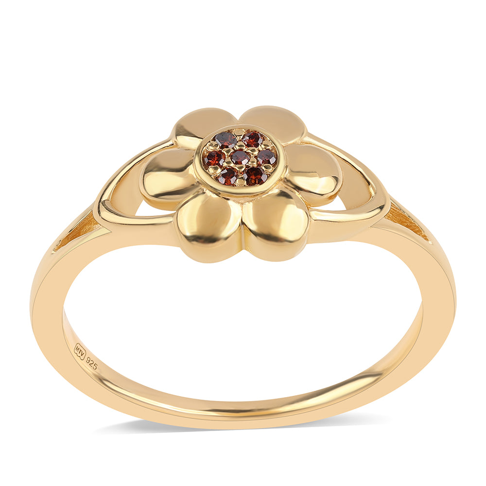 Goldplattierter Silberring mit rotem Diamant 1 