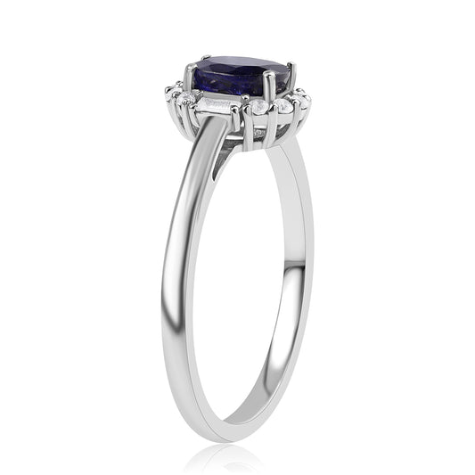 Silberring mit australischem blauem Saphir und weißem Topas