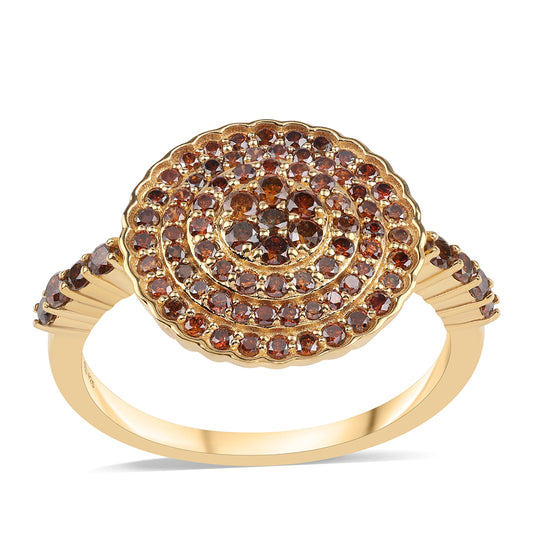 Goldplattierter Silberring mit rotem Diamant