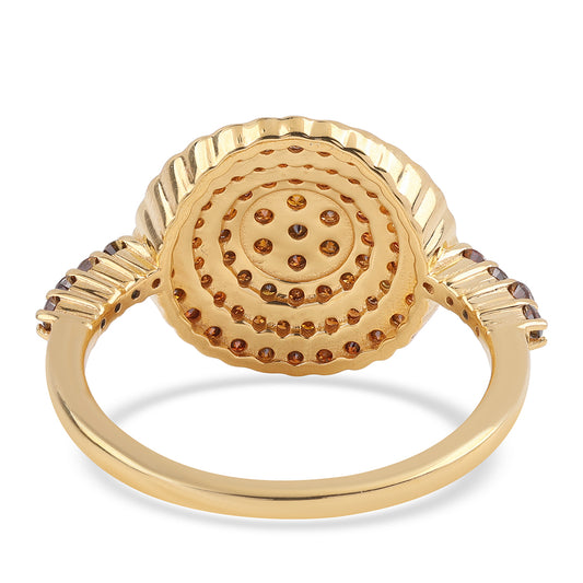 Goldplattierter Silberring mit rotem Diamant