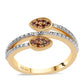 Goldplattierter Silberring mit rotem Diamant